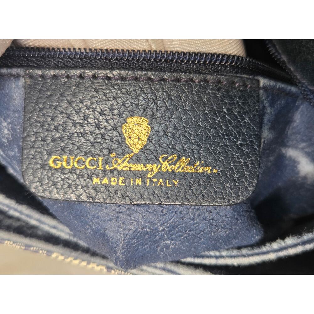 Gucci GG Supreme Navy Crossbody Bag Small Saddle Bag Italy Vintage Ophidia - Picture 11 of 15